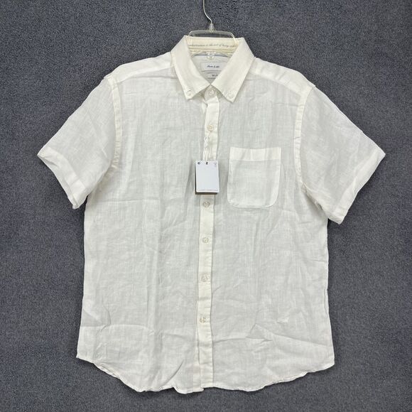 Porter & Ash Shirt Mens Large Linen Short Sleeve Button Up Lightweight Summer - Picture 1 of 16